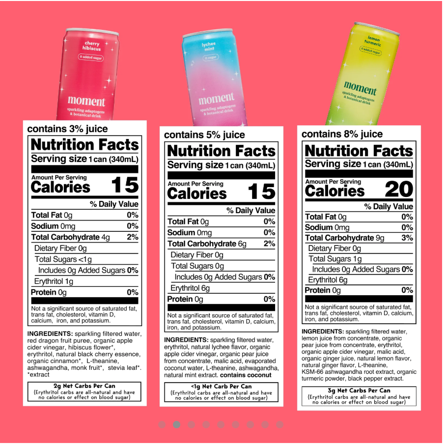 Moment Botanical Soda, L-Theanine + Ashwagandha, 12-Pack, 340ml Cans, Zero Caffeine