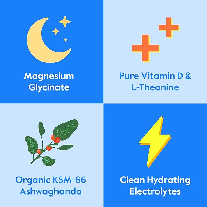 Nectar Calm Magnesium Glycinate Drink Mix, 30 Sticks, with Ashwagandha & L-Theanine