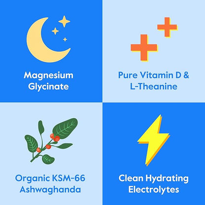 Nectar Calm Magnesium Glycinate Drink Mix, 30 Sticks, with Ashwagandha & L-Theanine