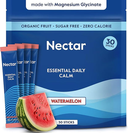 Nectar Calm Magnesium Glycinate Drink Mix, 30 Sticks, with Ashwagandha & L-Theanine