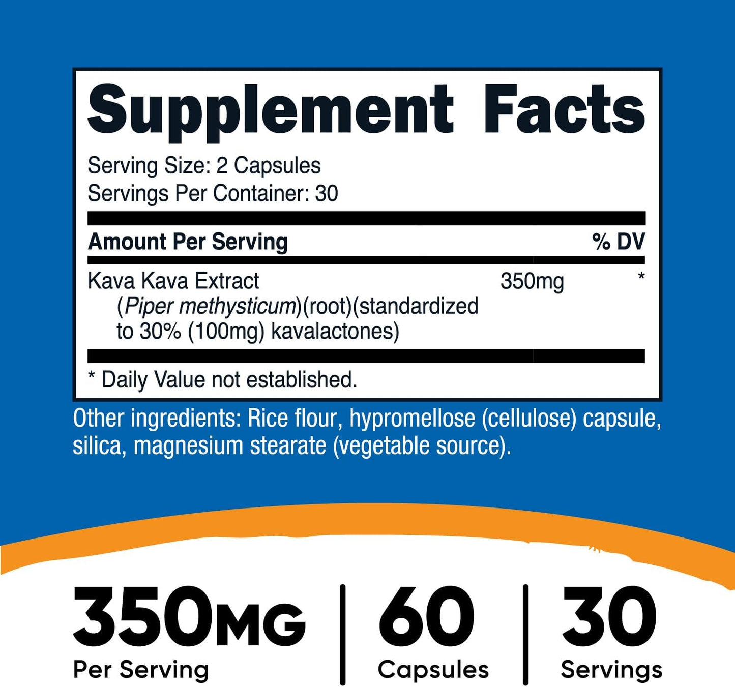 Nutricost Kava Kava, 350 mg per serving, 60 Capsules (30 Servings)